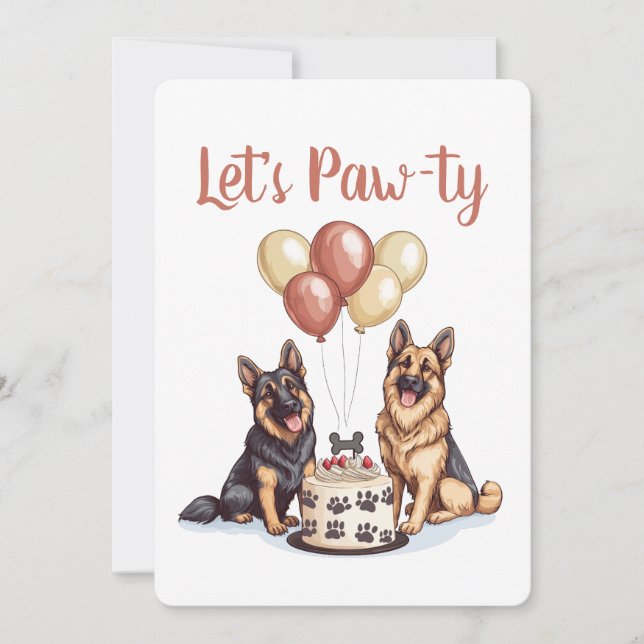 Happy Birthday German Shepherd Hunde Birthday Cake Einladung (Vorderseite)
