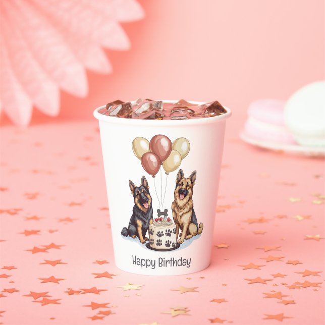 Happy Birthday German Shepherd Hunde Birthday Cake Pappbecher (Insitu)