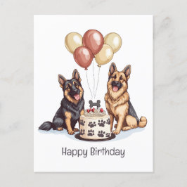 Happy Birthday German Shepherd Hunde Birthday Cake Postkarte