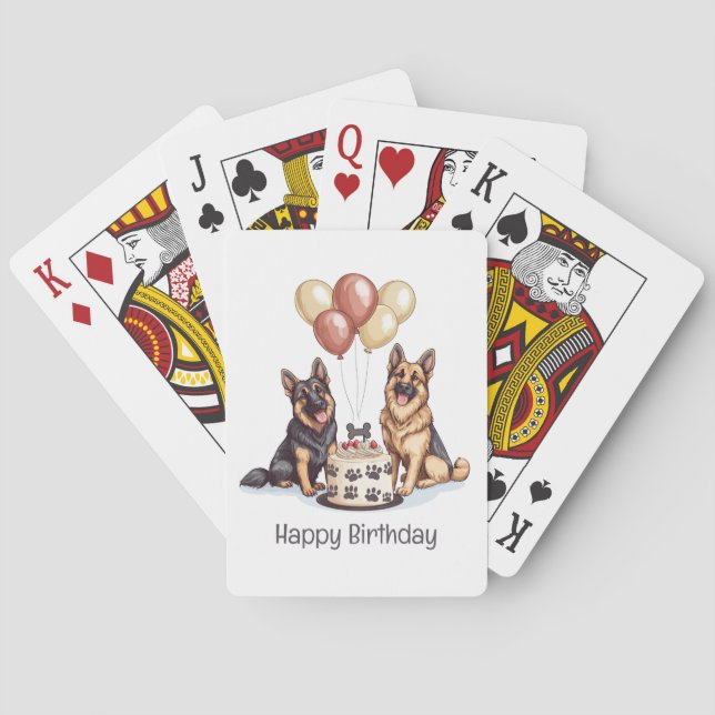 Happy Birthday German Shepherd Hunde Birthday Cake Spielkarten (Rückseite)