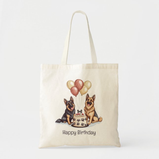 Happy Birthday German Shepherd Hunde Birthday Cake Tragetasche (Vorne)