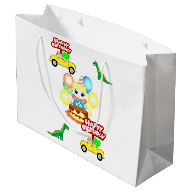 Happy Birthday Geschenk Bag Alligator Große Geschenktüte (Rückseite Schrägansicht)