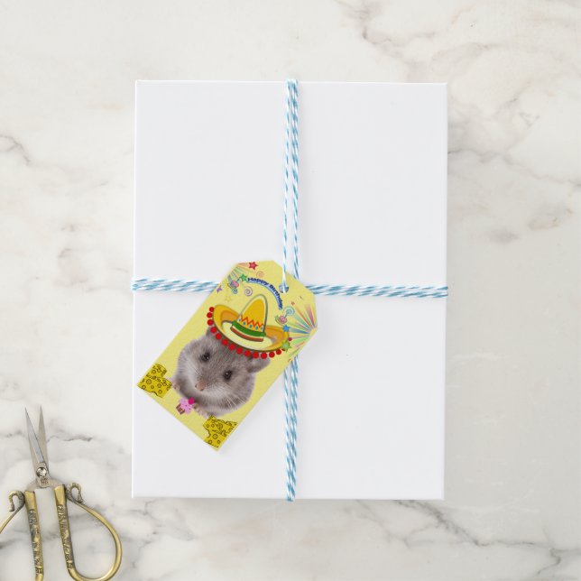 Happy Birthday Geschenk Tags Mäuse Geschenkanhänger (Mit Garn)