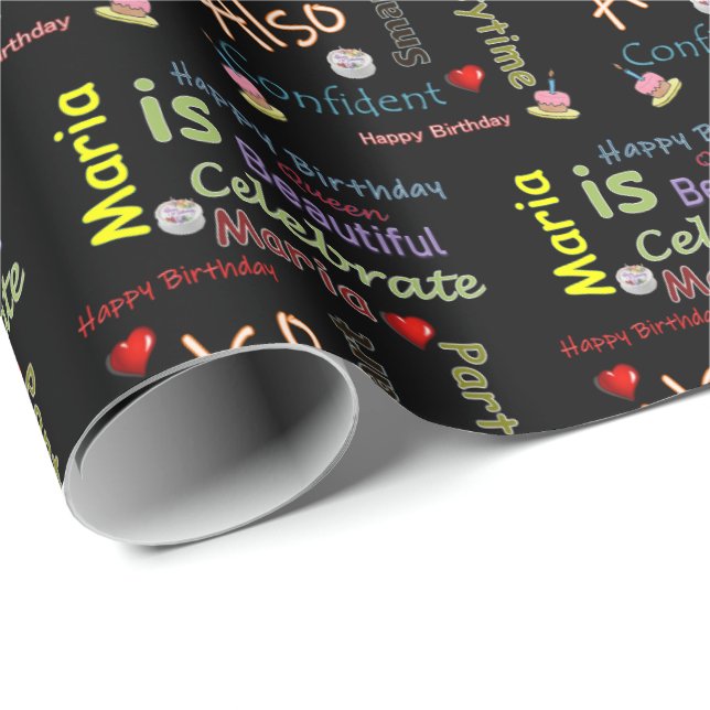 Happy Birthday Geschenk Wrapping Paper Maria Geschenkpapier (Rolleneckpunkt)