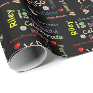 Happy Birthday Geschenk Wrapping Paper Riley Geschenkpapier