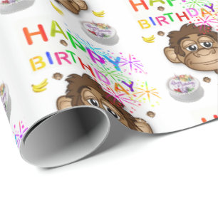 Happy Birthday Geschenk Wrapping Papier Affe Geschenkpapier