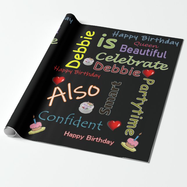 Happy Birthday Geschenk Wrapping Papier Debbie Geschenkpapier (Ungerollt)