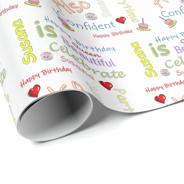 Happy Birthday Geschenk Wrapping Papier Susana Geschenkpapier (Rolleneckpunkt)