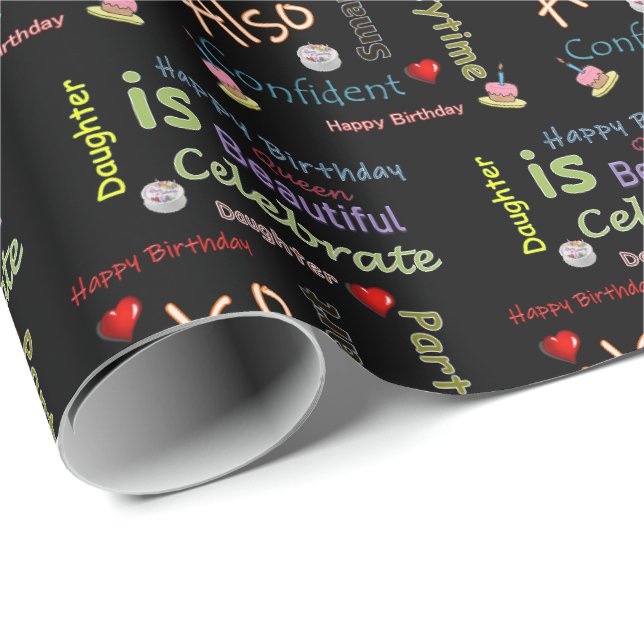 Happy Birthday Geschenk Wrapping Papier Tochter Geschenkpapier (Rolleneckpunkt)