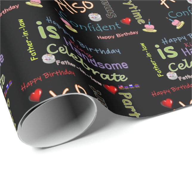 Happy Birthday Geschenk Wrapping Papier Vater im G Geschenkpapier (Rolleneckpunkt)