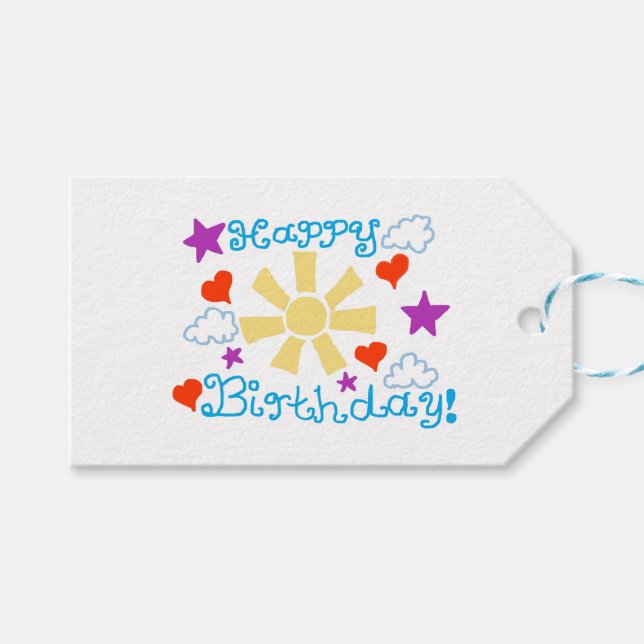 Happy Birthday  Geschenkanhänger (Vorderseite (Horizontal))