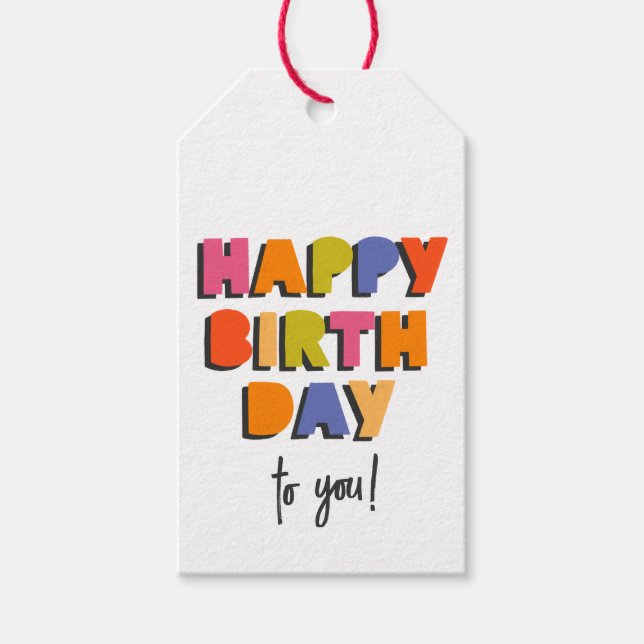 Happy Birthday Geschenkanhänger (Vorderseite)