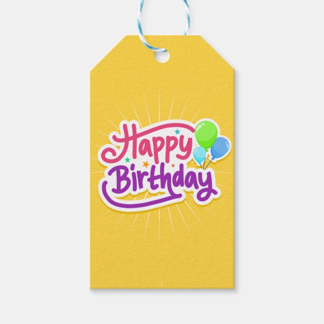 Happy Birthday Geschenkanhänger (Vorderseite)