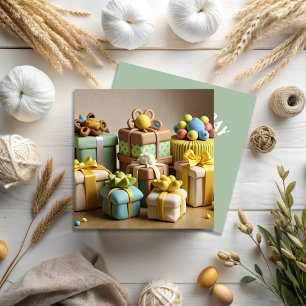 Happy Birthday Geschenke präsentiert Bildgrüßkarte