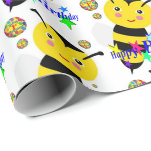Happy Birthday Geschenkpapier Bumblebee