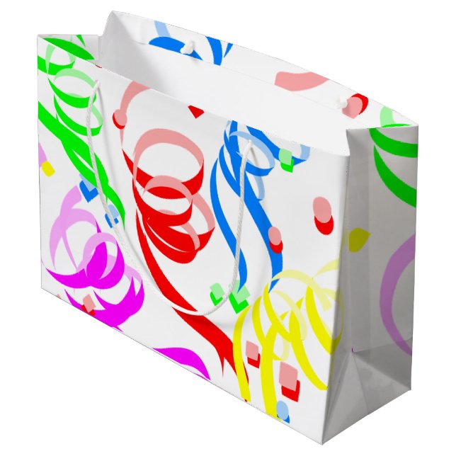Happy Birthday Geschenktasche Confetti Große Geschenktüte (Rückseite Schrägansicht)