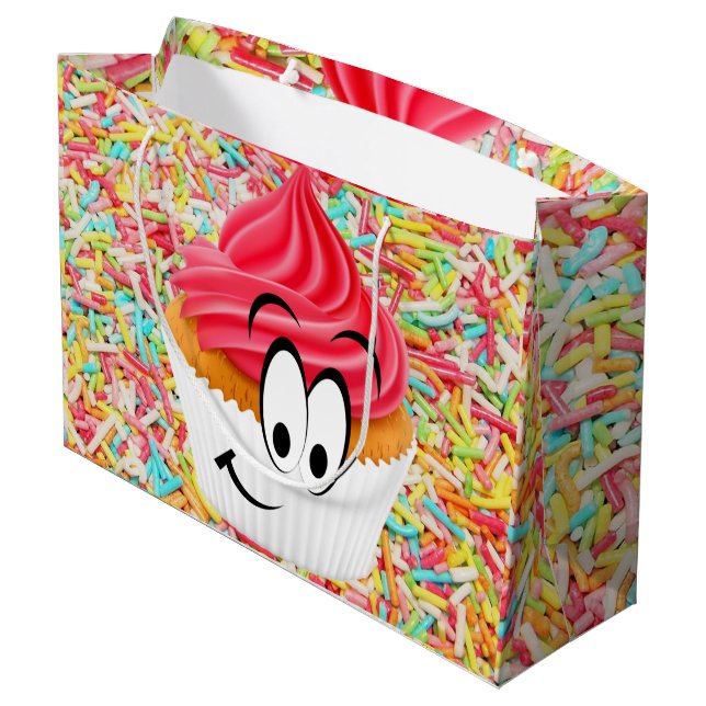 Happy Birthday Geschenktasche Cupcake Große Geschenktüte (Rückseite Schrägansicht)