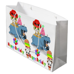 Happy Birthday Geschenktasche Hippopotamus Große Geschenktüte
