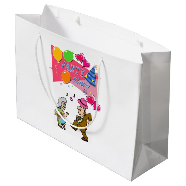 Happy Birthday Geschenktasche Party Zeitjubiläum Große Geschenktüte (Rückseite Schrägansicht)