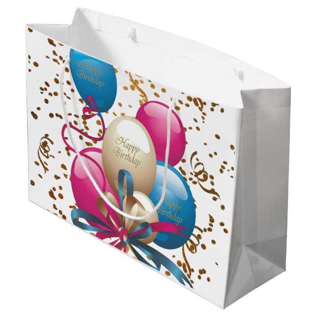 Happy Birthday Geschenktüte Ballons (Rückseite Schrägansicht)