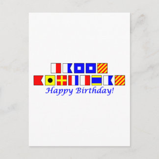 Happy Birthday geschrieben in nautischer Flagge Al Postkarte