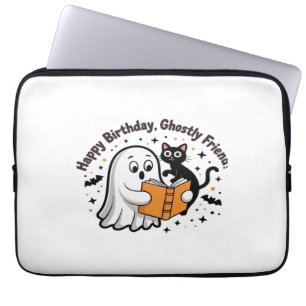 Happy Birthday Ghost Cat PNG - Spooky Niedlich Cla Laptopschutzhülle