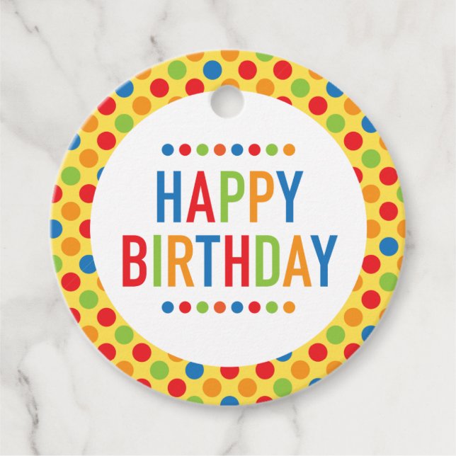 Happy Birthday Gift Tag Circle Geschenkanhänger (Vorderseite)