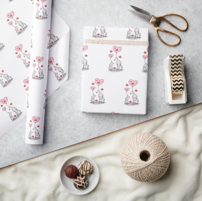 Happy Birthday Gift Wrapping Paper Elephant Geschenkpapier (Kunsthandwerk)