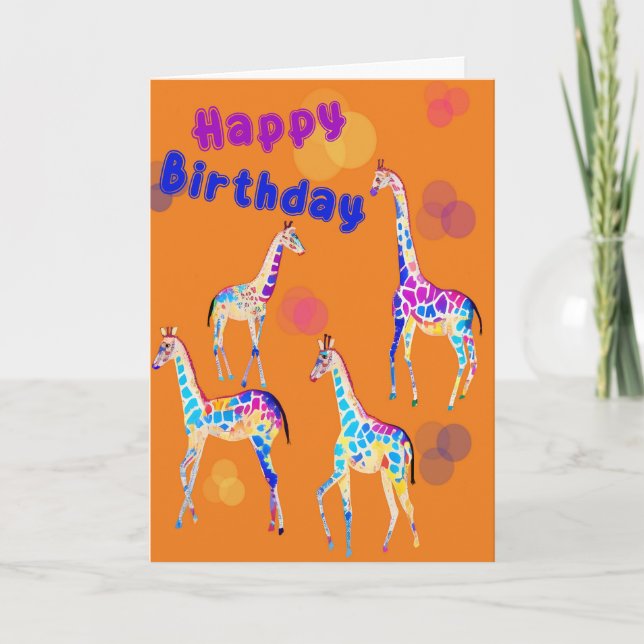 Happy Birthday Giraffen Kinder geklappt Einladung (Vorderseite)