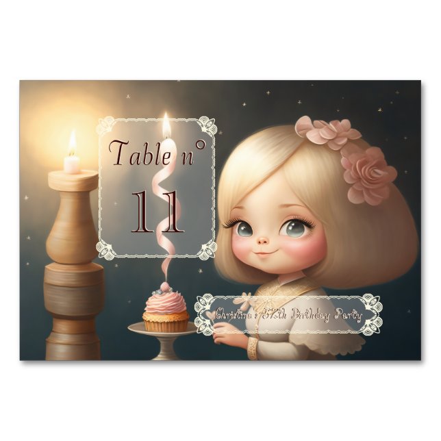 Happy Birthday Girl 01 Tischnummer (Vorderseite)