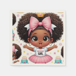 Happy Birthday Girl Chibi Napkins Serviette