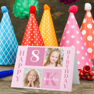 Happy Birthday Girl Niedlich Custom Foto Pink Karte