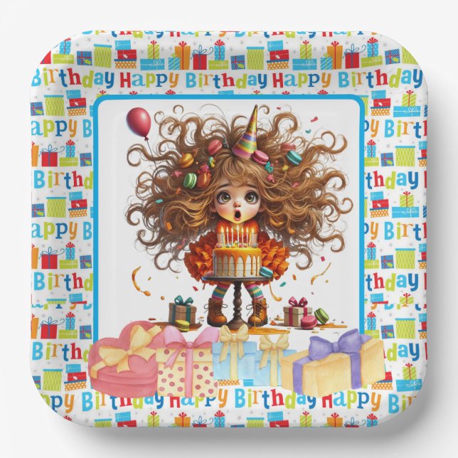 Happy Birthday Girl Pappteller (Vorderseite)
