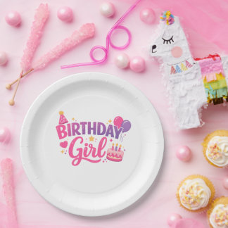 Happy Birthday Girl Party Plate Birthday Plate Kid Pappteller