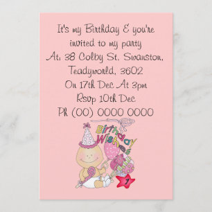Happy Birthday Girl wünscht 1 Jahr alt Einladung