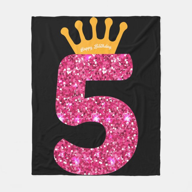 Happy Birthday , Girls 5th Party 5 Years Old Bday Fleecedecke (Vorderseite)