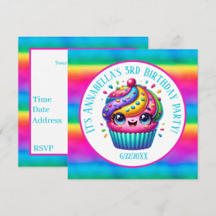 Happy Birthday Girls cupcake Party Name Datum hinz Einladung