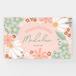Happy Birthday Girls Niedlich Pink Daisy Banner