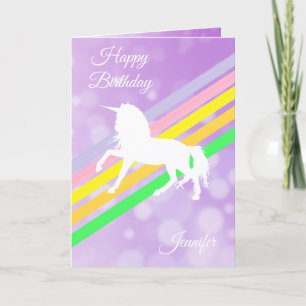 Happy Birthday Girl's Unicorn Personalisiert Card Karte