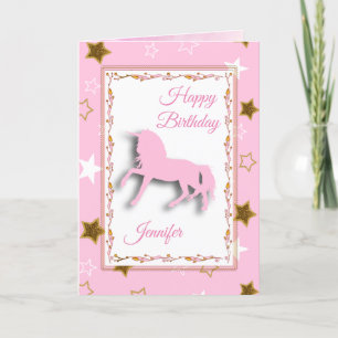 Happy Birthday Girl's Unicorn Personalisiert Card Karte