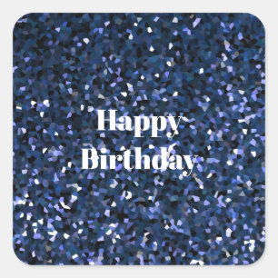 Happy Birthday Glittery Blue Boys Girls Party Cool Quadratischer Aufkleber
