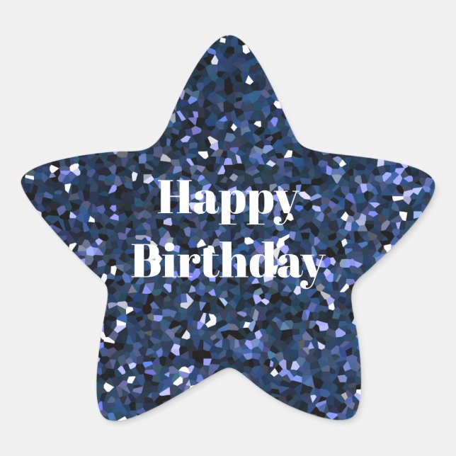 Happy Birthday Glittery Blue Boys Girls Party Cool Stern-Aufkleber (Vorderseite)