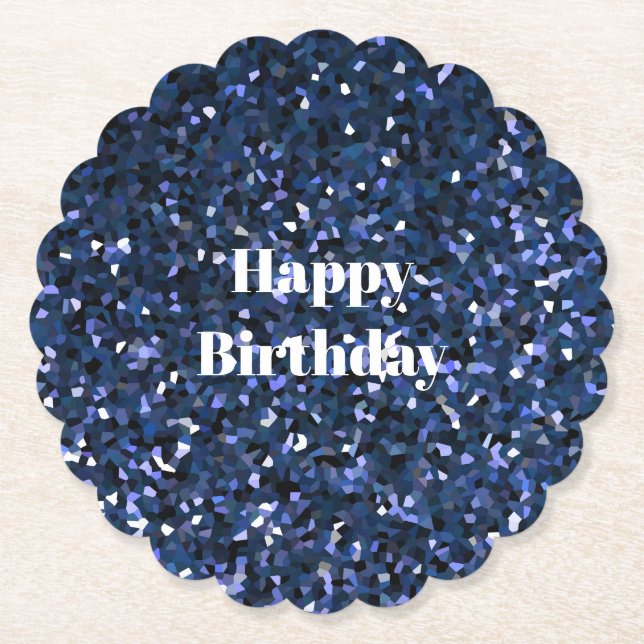 Happy Birthday Glittery Blue Boys Girls Party Cool Untersetzer (Vorderseite)
