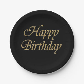 Happy Birthday Glitzer Gold Modern Pappteller