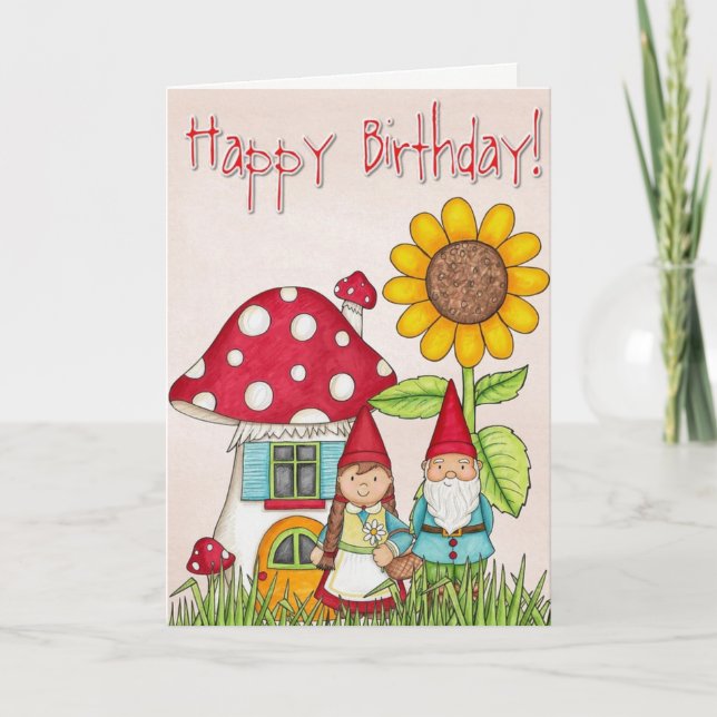 Happy Birthday Gnome Card Karte (Vorderseite)
