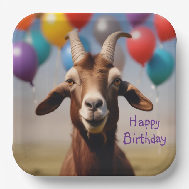 Happy Birthday Goat Pappteller (Vorderseite)