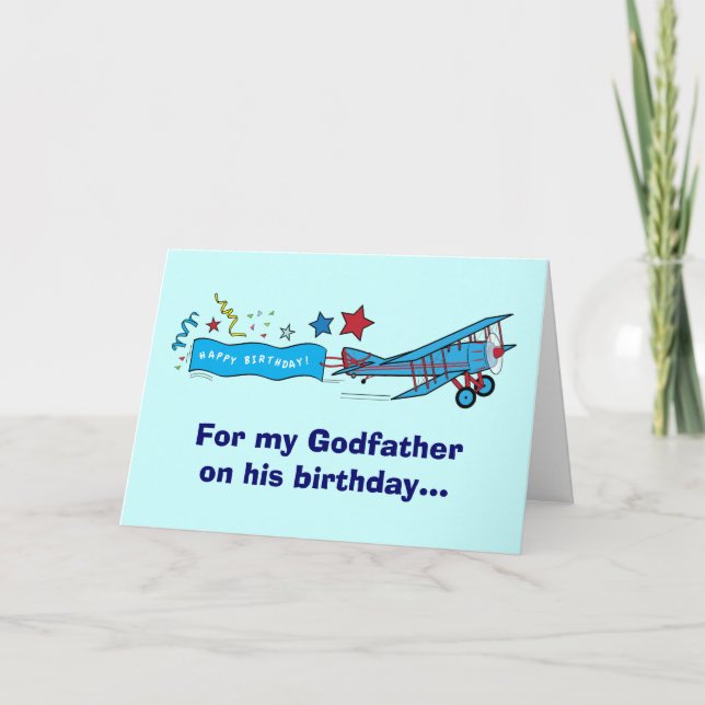 Happy Birthday Godffer Airplane Karte (Vorderseite)