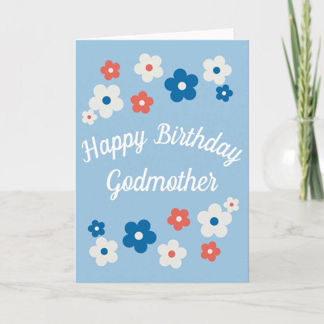 Happy Birthday Godmutter - Hübsche Blumenkarte Karte (Vorderseite)