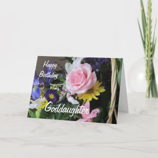 Happy Birthday Godtochter-Pink Rose Bouquet Karte