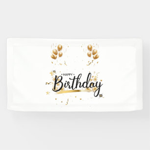 Happy Birthday Gold 1.6x3 Vinyl Banner -> Alles Gu